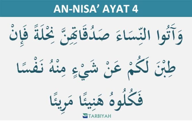 Surat An Nisa Ayat 4: Arti per Kata dan Tafsir